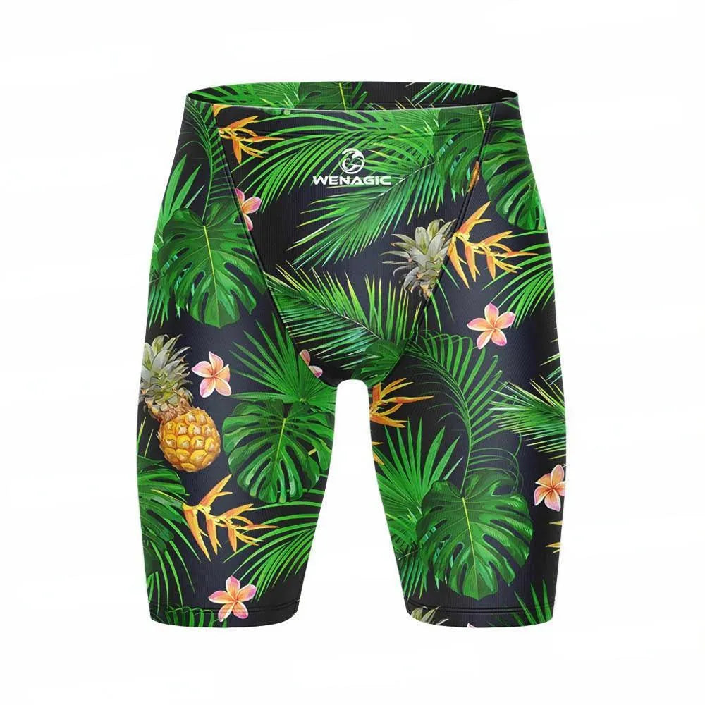 Men's Lycra swimming pants in pattern design with briefs style cut