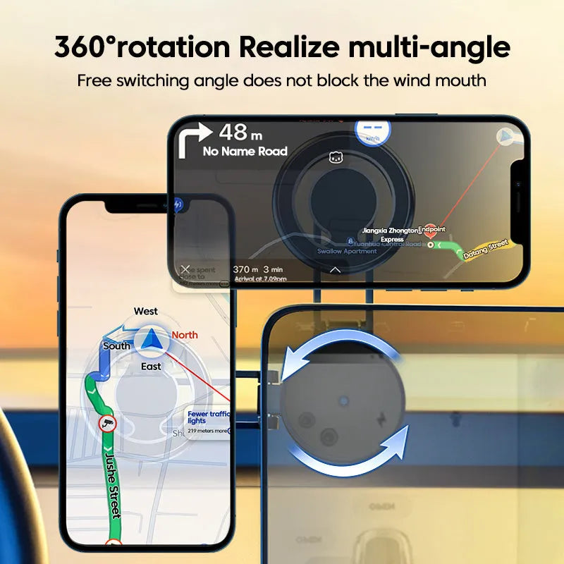 Telescopic folding floating screen car phone holder with magnetic suction installation