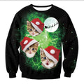 Unisex funny cartoon Christmas sweater pullover in cotton with O-neck and full sleeves