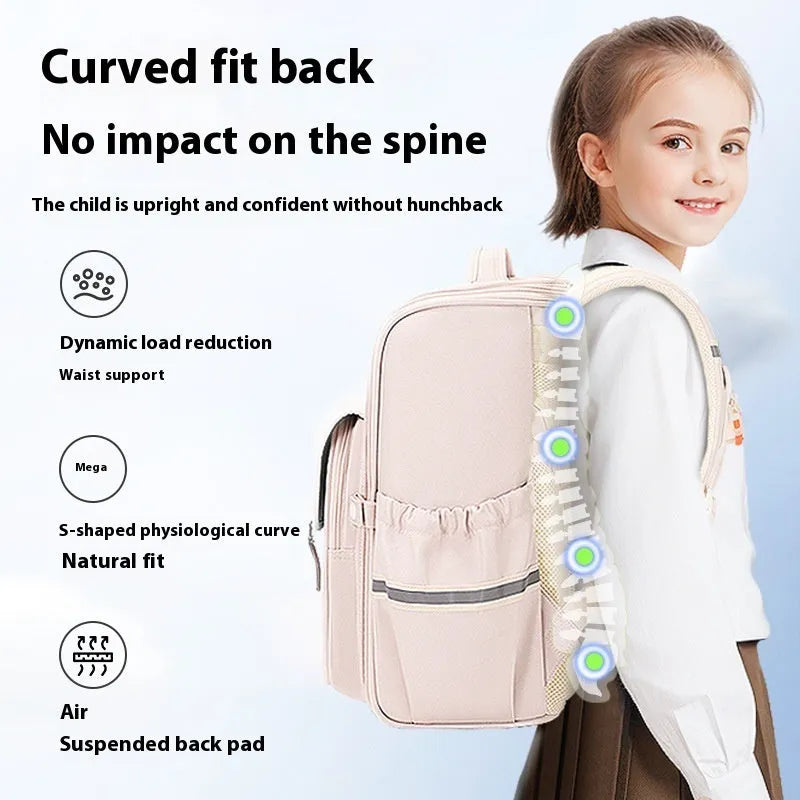 Student schoolbag in oxford cloth with large capacity, shown in multiple colour options for grade 5-6 pupils