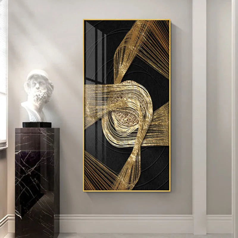 Modern abstract geometric wall art canvas painting with spray-painted design, available in multiple sizes and styles