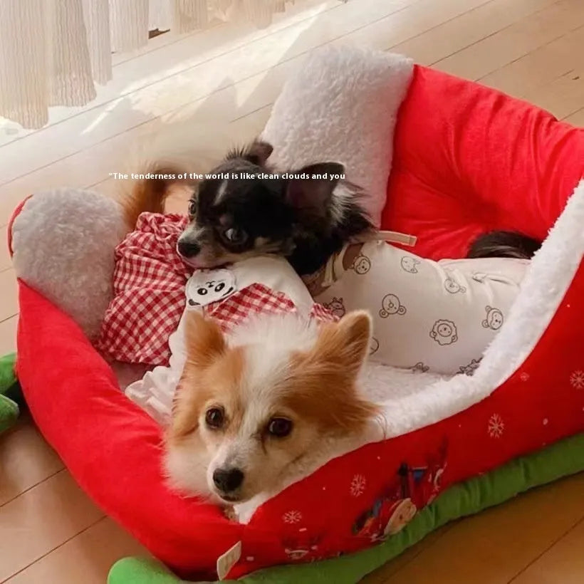 Christmas cloth cat bed winter warm 63x45x33cm on floor