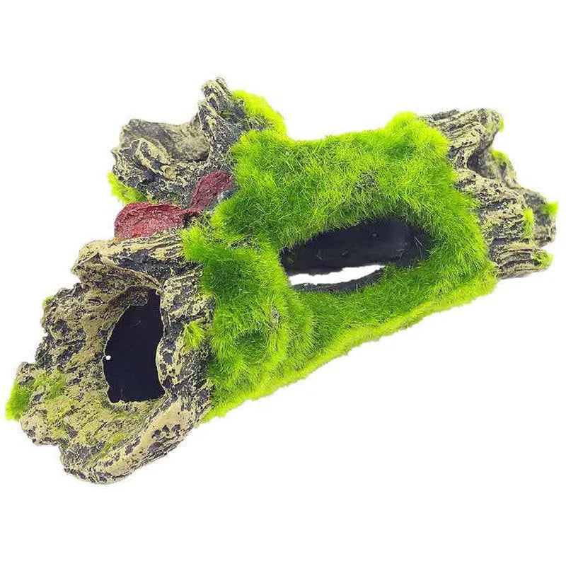 Aquarium resin decoration tree hole design measuring 16x10x7 cm safe for fish tanks