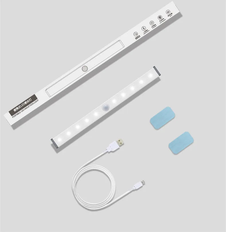 LED human body induction magnetic closet light with USB charging cable