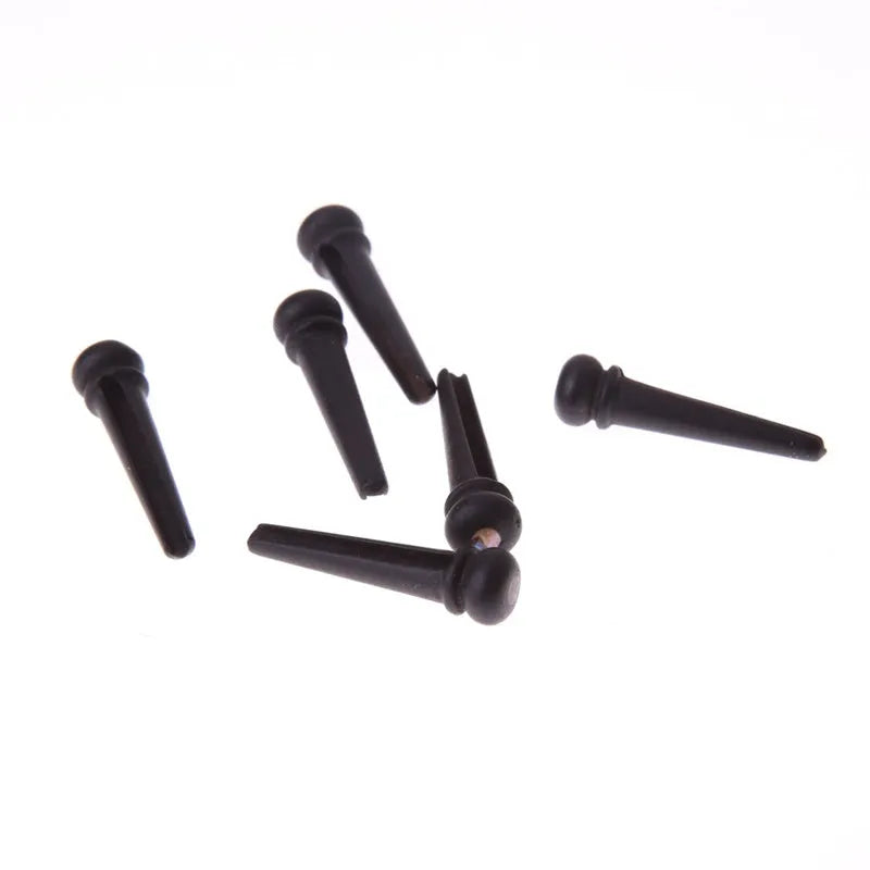 Six matt black ebony guitar string nails with 5.3mm bayonet for folk acoustic guitars