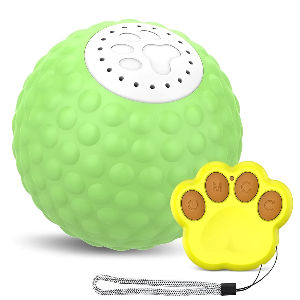 Remote-controlled blue cat ball toy with sound features for interactive feline play