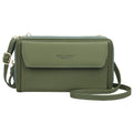 Ladies long wallet in PU leather with double zipper, horizontal square shape, shown in multiple colour options