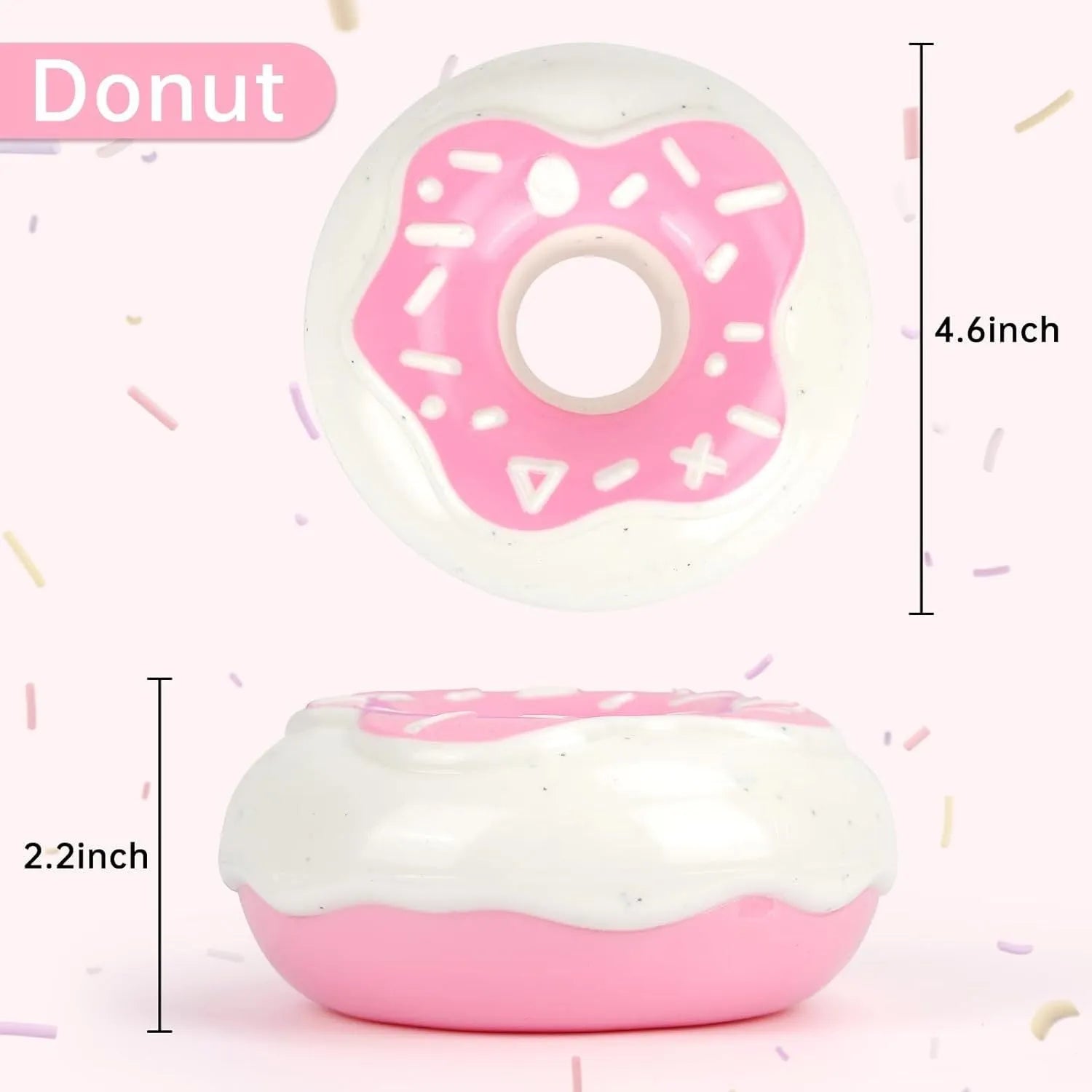 TPR donut dog toy in coffee colour with embossed surface for teeth grinding and hidden squeaker