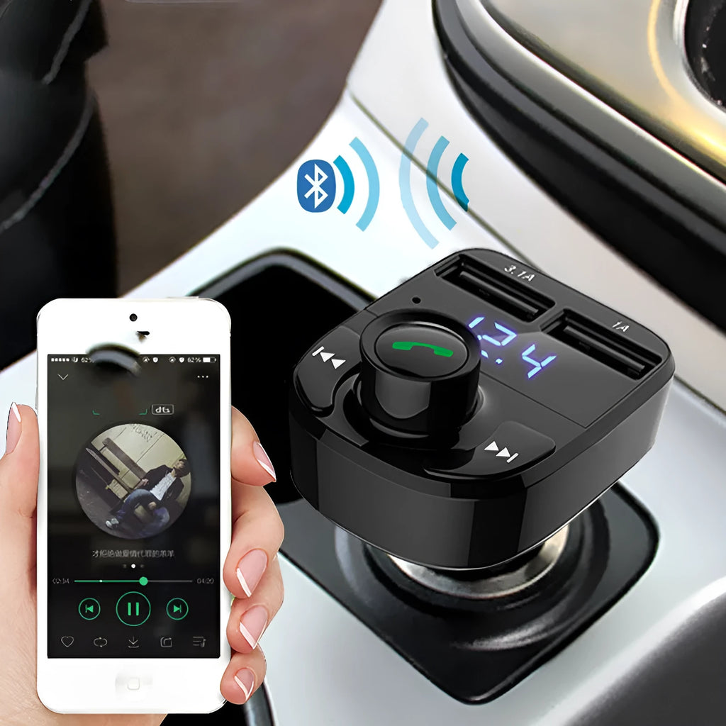HY82 car Bluetooth MP3 player for cigarette lighter socket with hands-free call and USB charging.