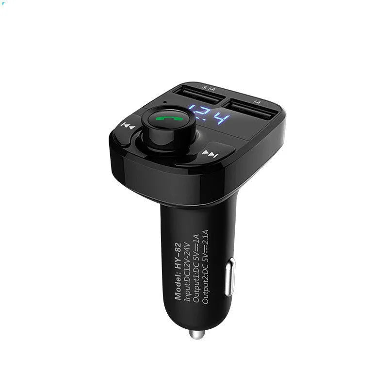HY82 car Bluetooth MP3 player for cigarette lighter socket with hands-free call and USB charging.