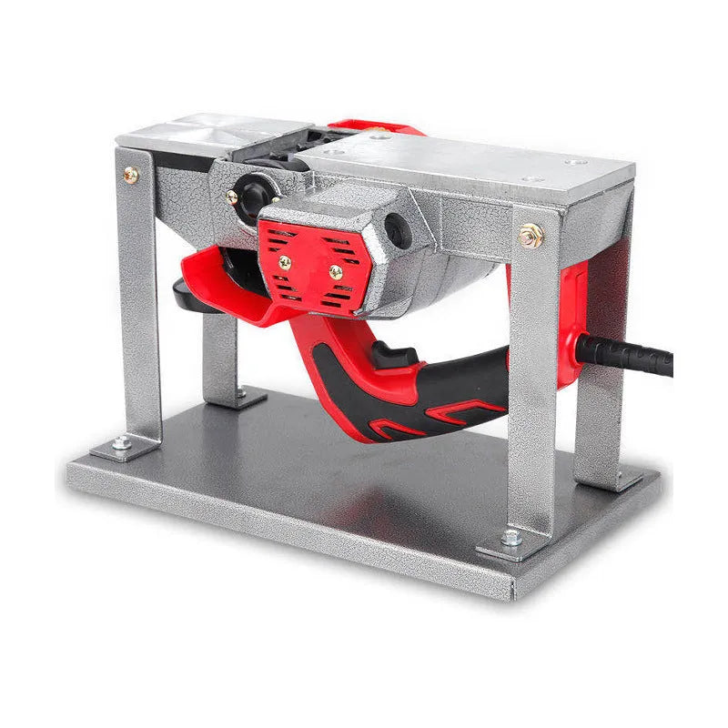 Black iron flip chip mounting bracket accessory for a portable electric planer.