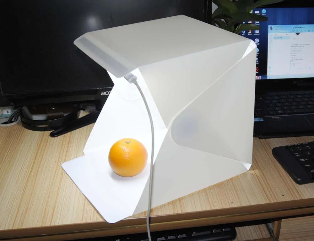40cm folding studio LED soft light box with adjustable colour temperature and six colour background cloths