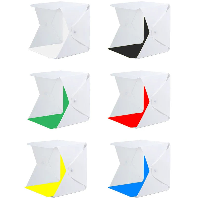 40cm folding studio LED soft light box with adjustable colour temperature and six colour background cloths