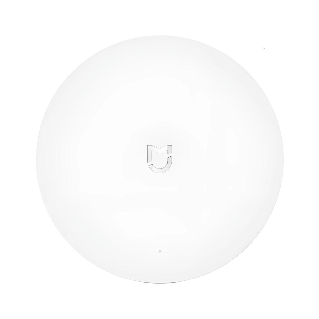 White Xiaomijia circular smart home gateway with UK plug for wall mounting