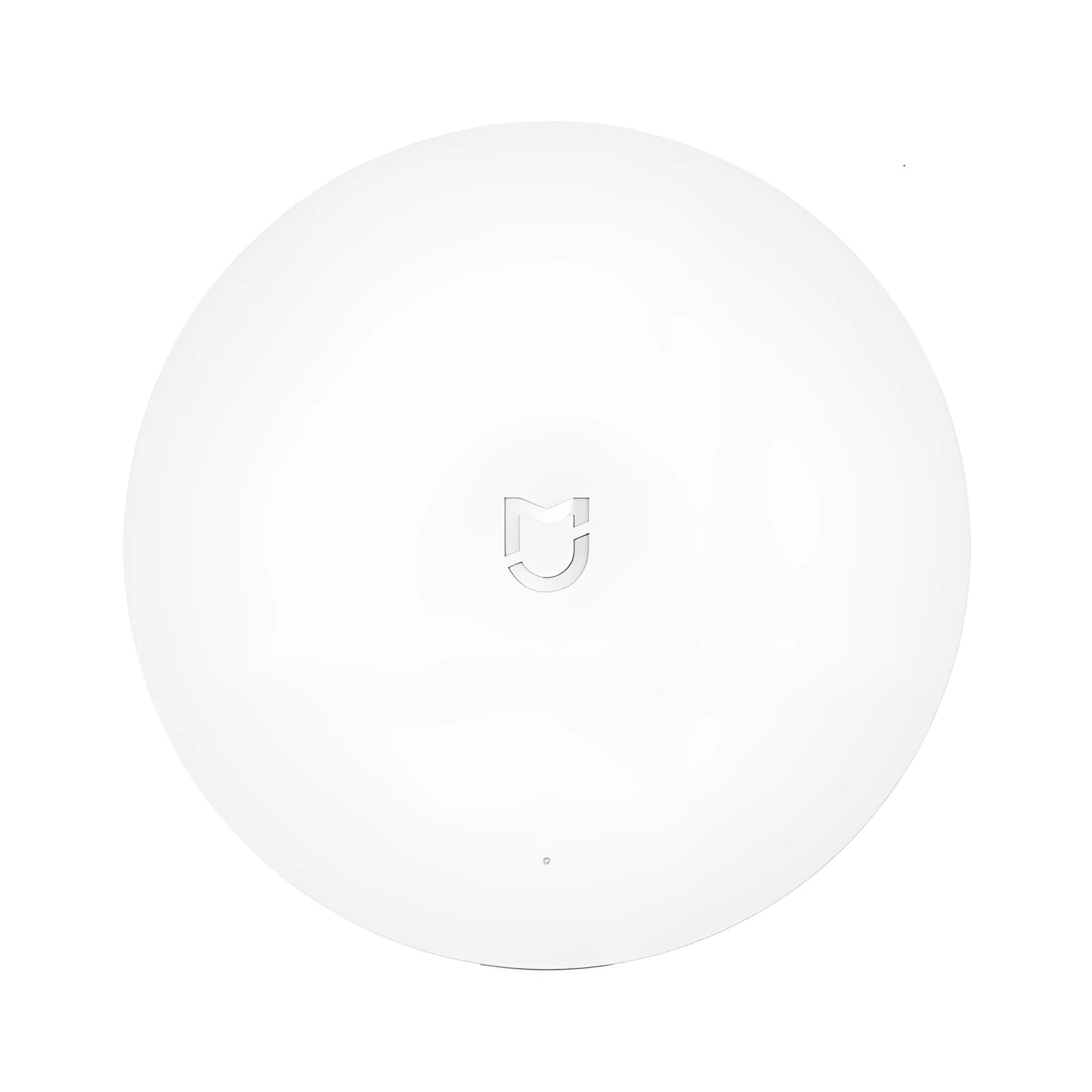 White Xiaomijia circular smart home gateway with UK plug for wall mounting