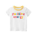 100% cotton short sleeve cartoon baby T-shirt in white, available in sizes 90-140 cm