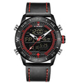 NAVIFORCE Lingxiang 9144 men's watch with black dial, leather strap, and alloy case
