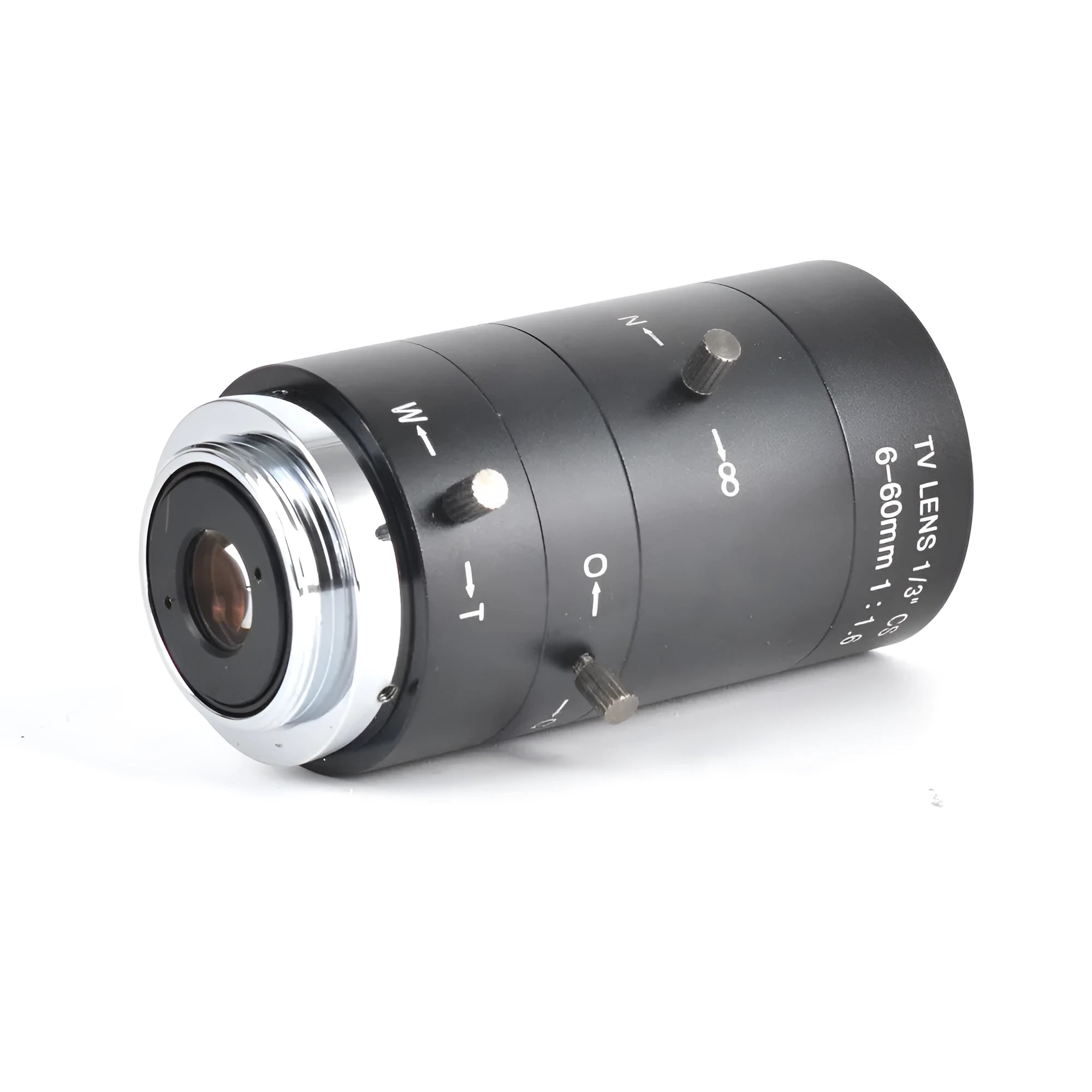 Black manual aperture 6-60mm camera lens with CS mount for 1/3" sensor systems