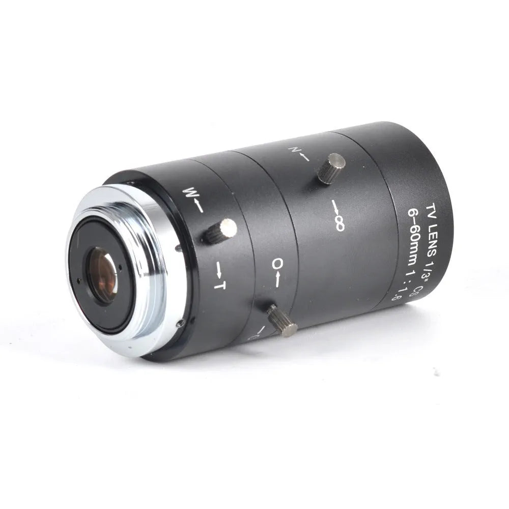 Black manual aperture 6-60mm camera lens with CS mount for 1/3" sensor systems