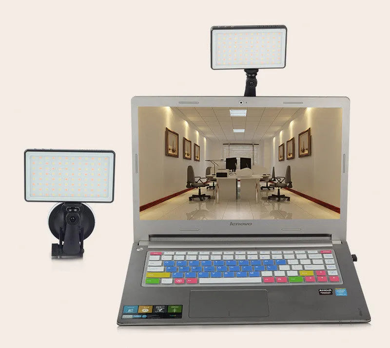 Black aluminium alloy LED video light with 96 LEDs, LOED screen, and a 1/4-inch mounting thread on the back.