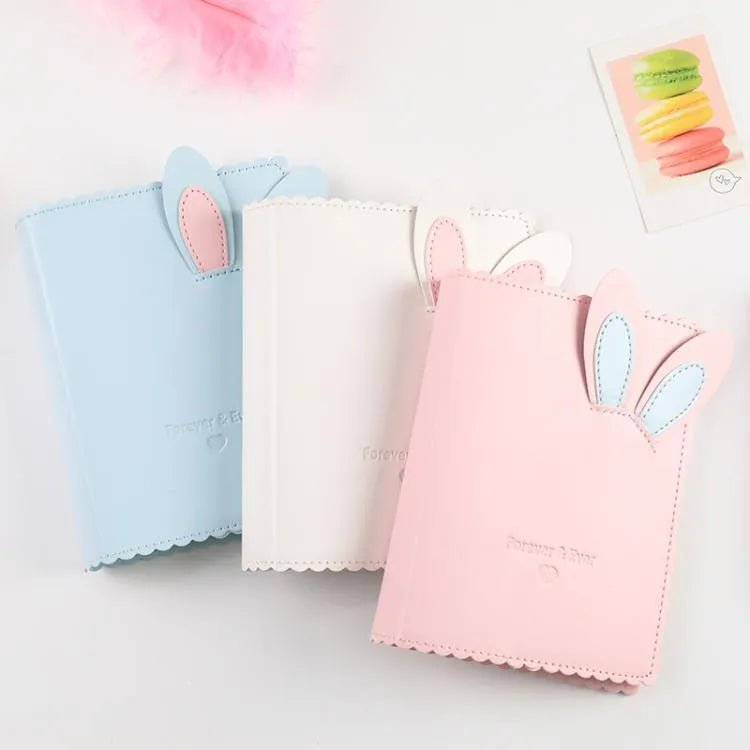 Rabbit style 3-inch mini photo album in blue, pink or white with 16 loose-leaf pages