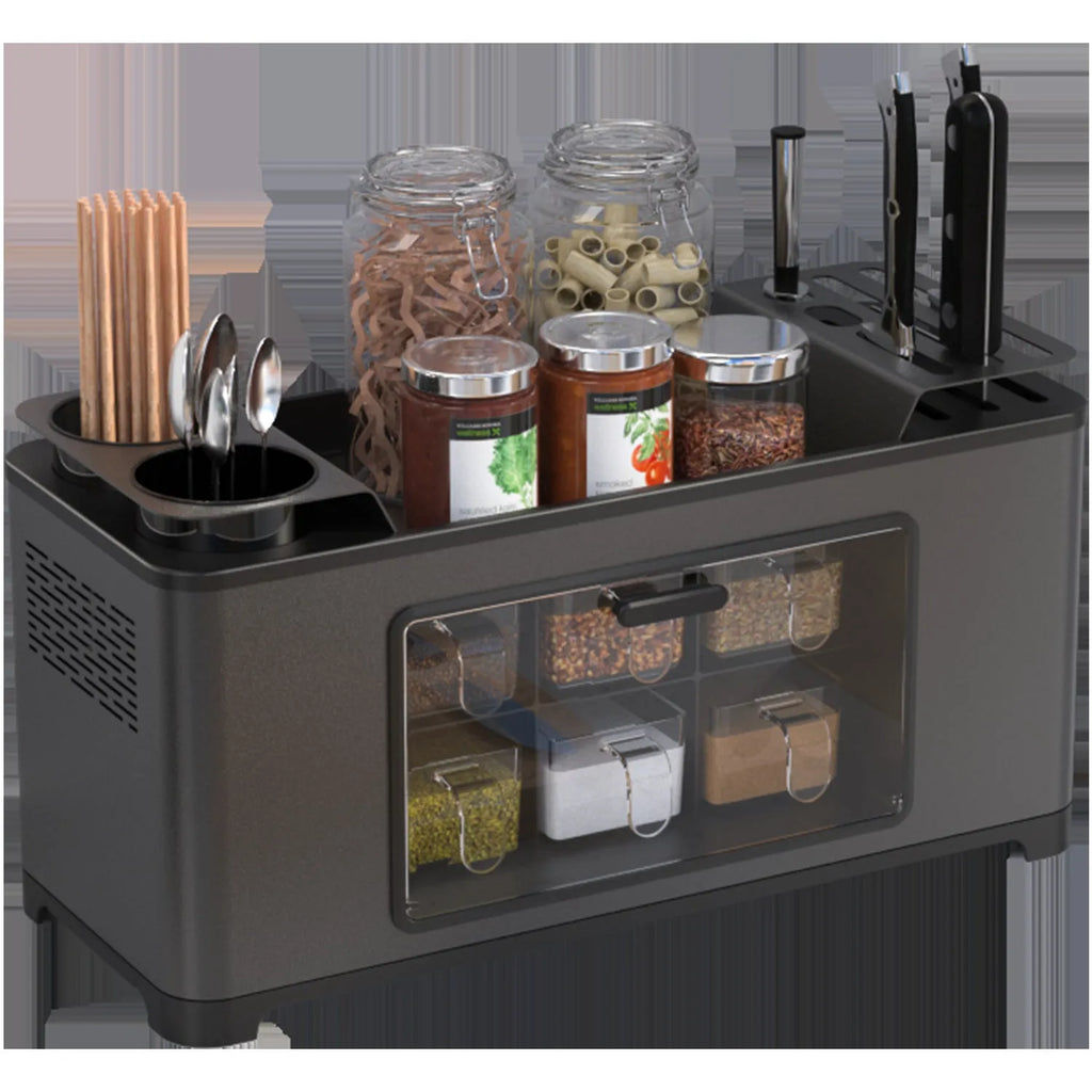 Multifunctional storage box for kitchen shelf with lid PP and 201 stainless steel modern simple style