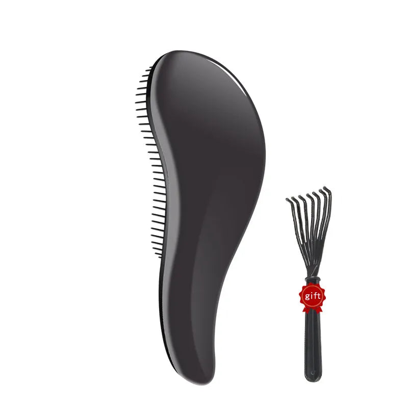 18cm plastic hair comb detangling anti-knot styling tool in black colour