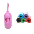 Roll of assorted colour dog waste disposal bags showing size of 22.5 by 30 centimetres.