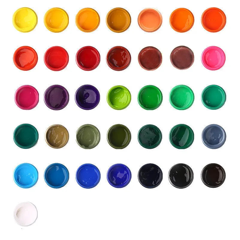 Bottled 100g gouache paint for beginners in eight different colours.