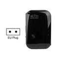 Black and white WiFi repeater with UK EU US AU plugs and 1 metre network cable for signal extension