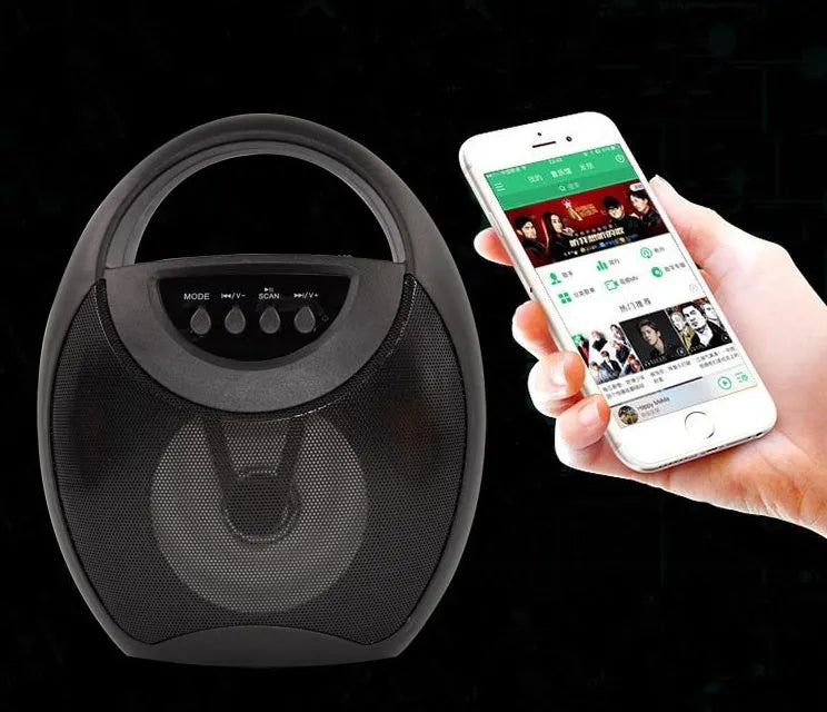 Portable Bluetooth speaker in black, blue or pink colour with USB and card slots