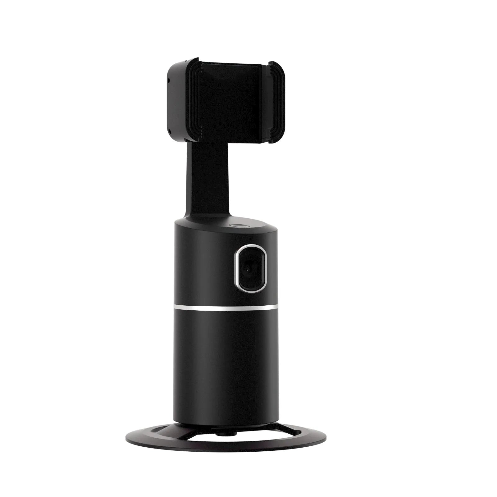 Smartphone gimbal tracking stabiliser with 360-degree rotation and clip mount for mobile phones