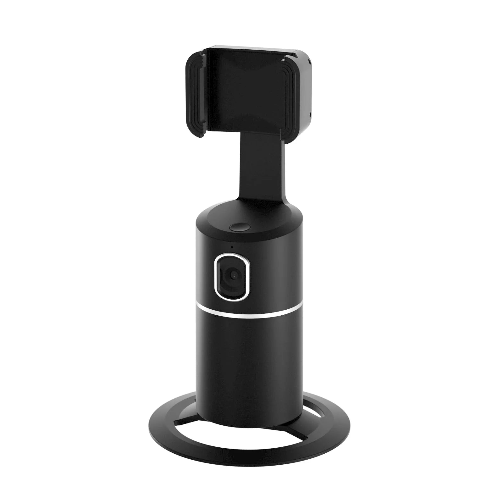Smartphone gimbal tracking stabiliser with 360-degree rotation and clip mount for mobile phones