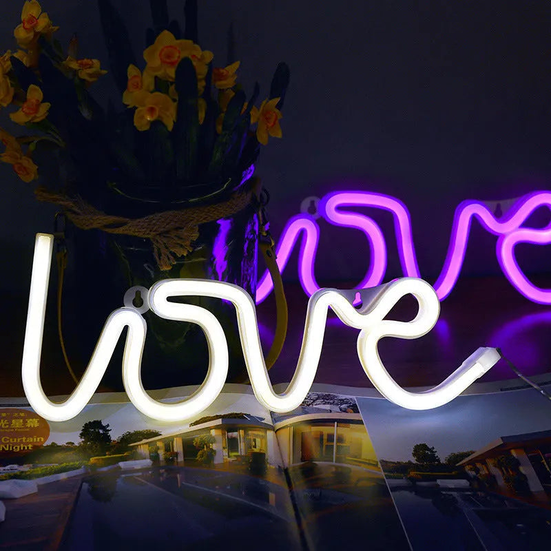 Pink and warm white LED neon sign light with silicone shell for indoor decorative use