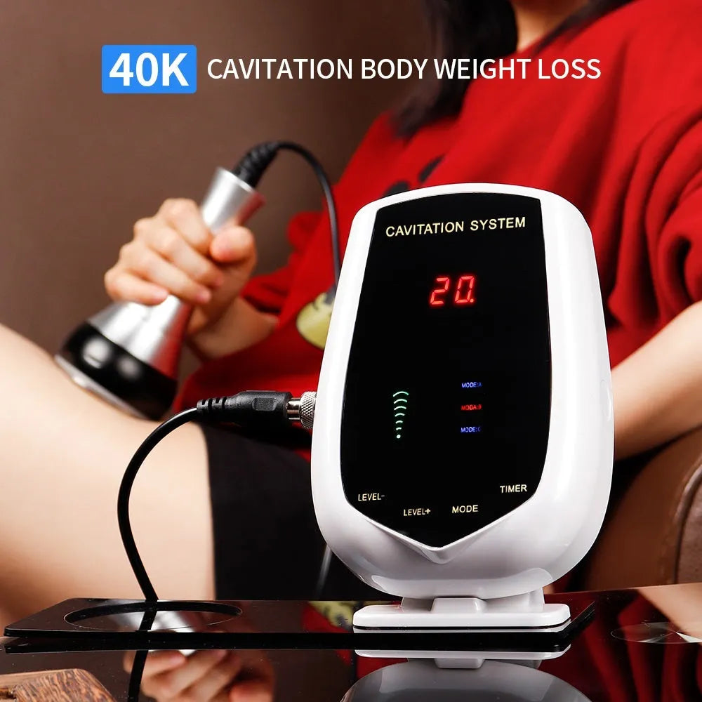 Ultrasonic cavitation machine in black and white with 40K ultrasonic head and power cord