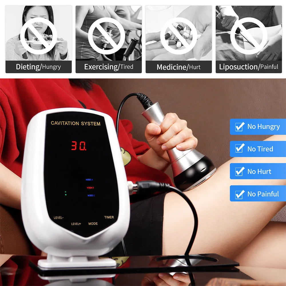 Ultrasonic cavitation machine in black and white with 40K ultrasonic head and power cord