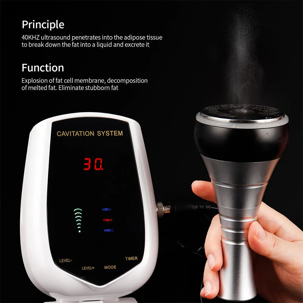 Ultrasonic cavitation machine in black and white with 40K ultrasonic head and power cord
