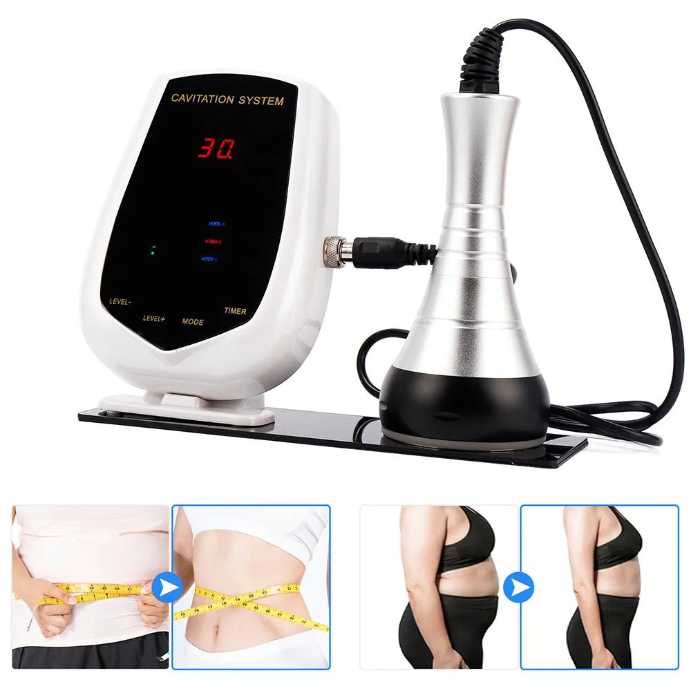 Ultrasonic cavitation machine in black and white with 40K ultrasonic head and power cord