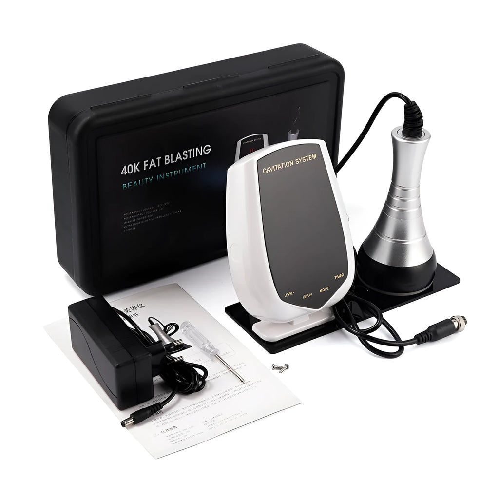 Ultrasonic cavitation machine in black and white with 40K ultrasonic head and power cord