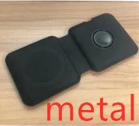 White folding dual magnetic wireless charger with 15W fast charging showing adjustable angle