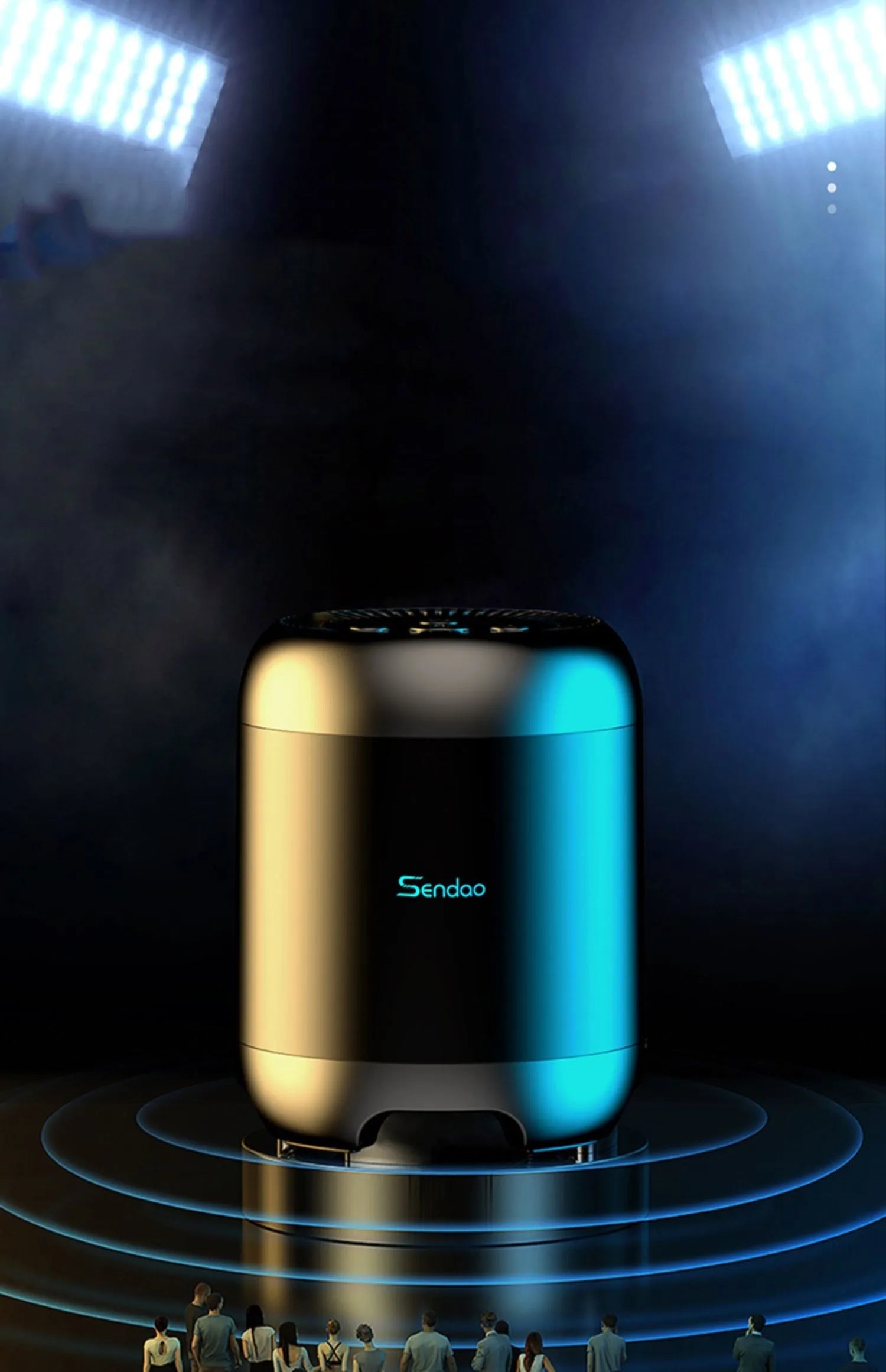 Black and white portable Bluetooth speaker with USB card reader measuring 90x73x73mm