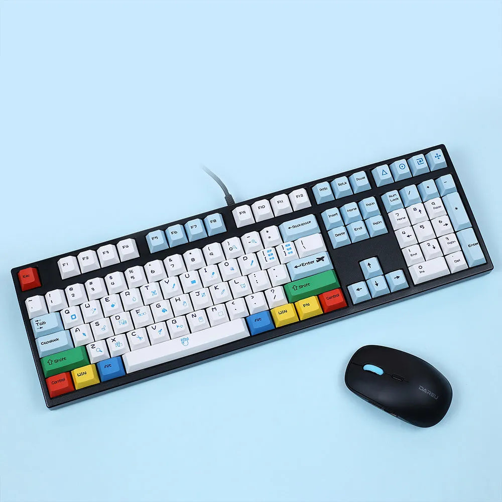 PlayStation theme DIY keycap set for mechanical keyboards in blue and white colour scheme.