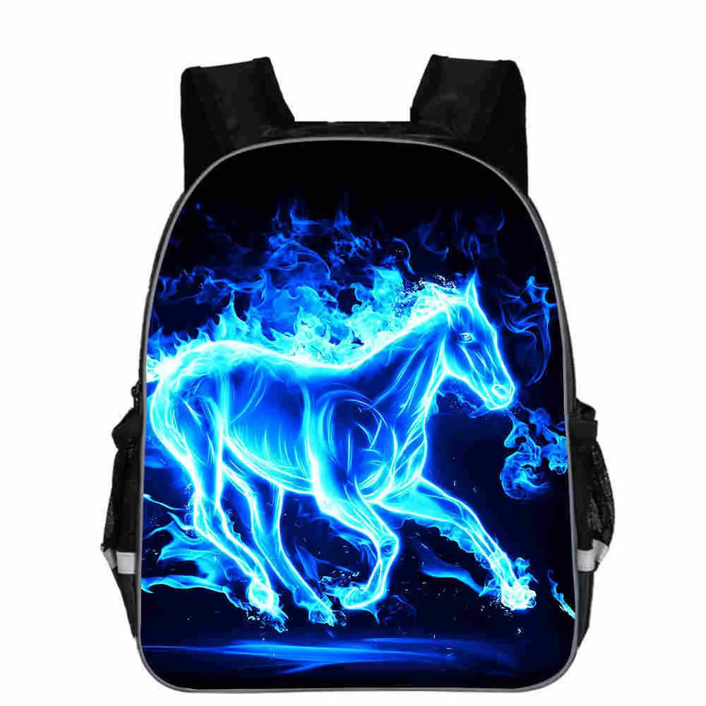 Horse animal head cartoon design school backpack in multiple colour options