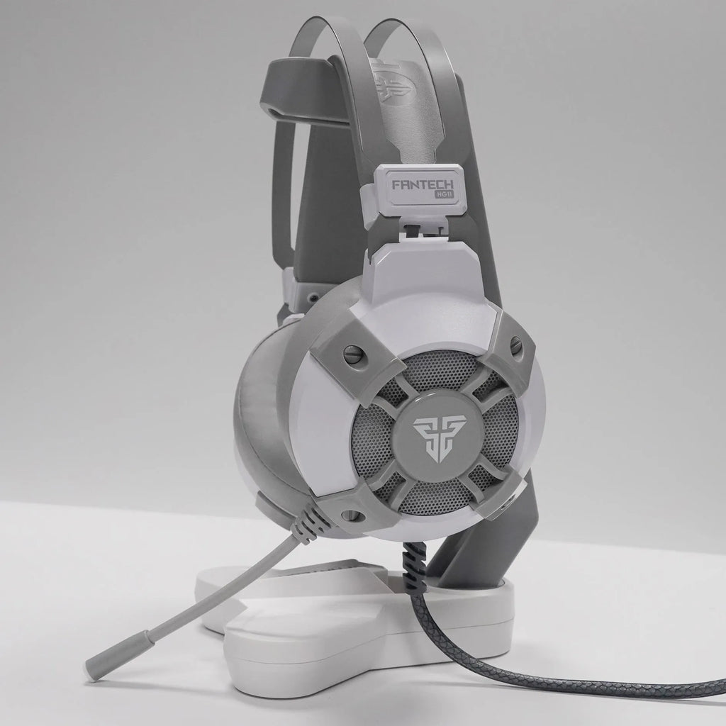Black FANTECH HG11 USB gaming headset with RGB lighting on earcups and in-line remote control