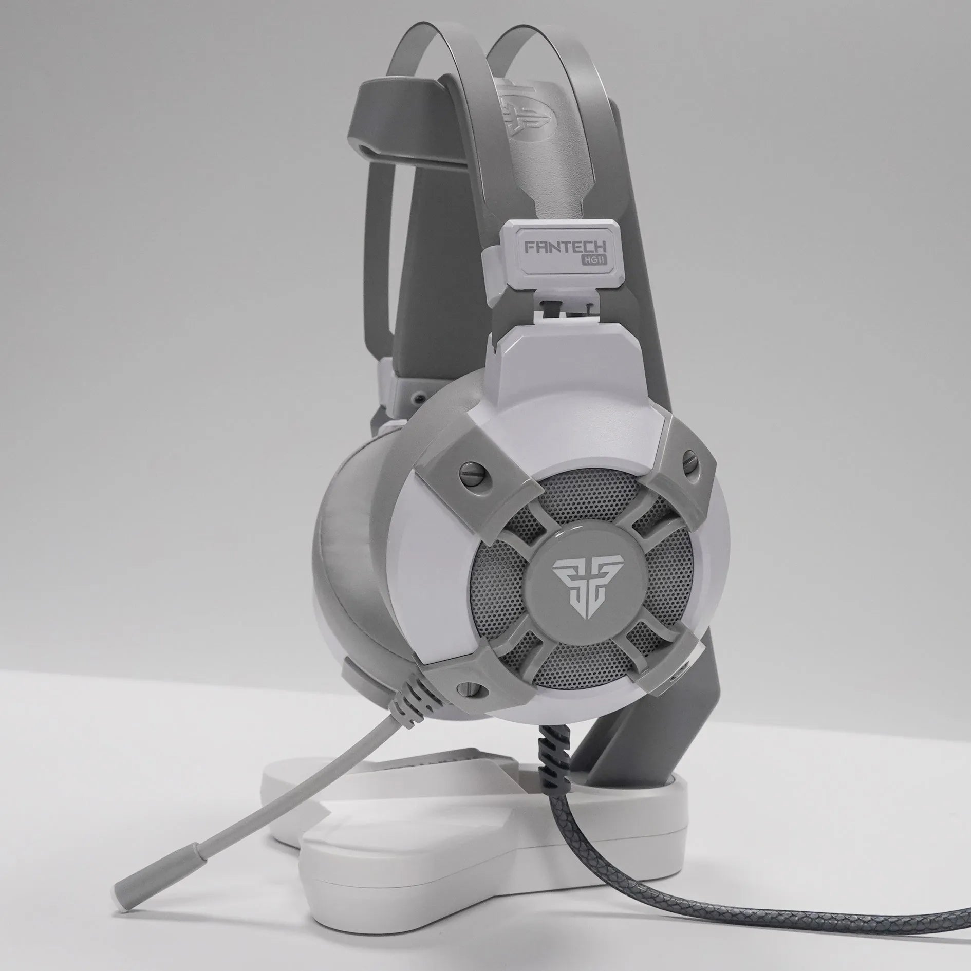 Black FANTECH HG11 USB gaming headset with RGB lighting on earcups and in-line remote control
