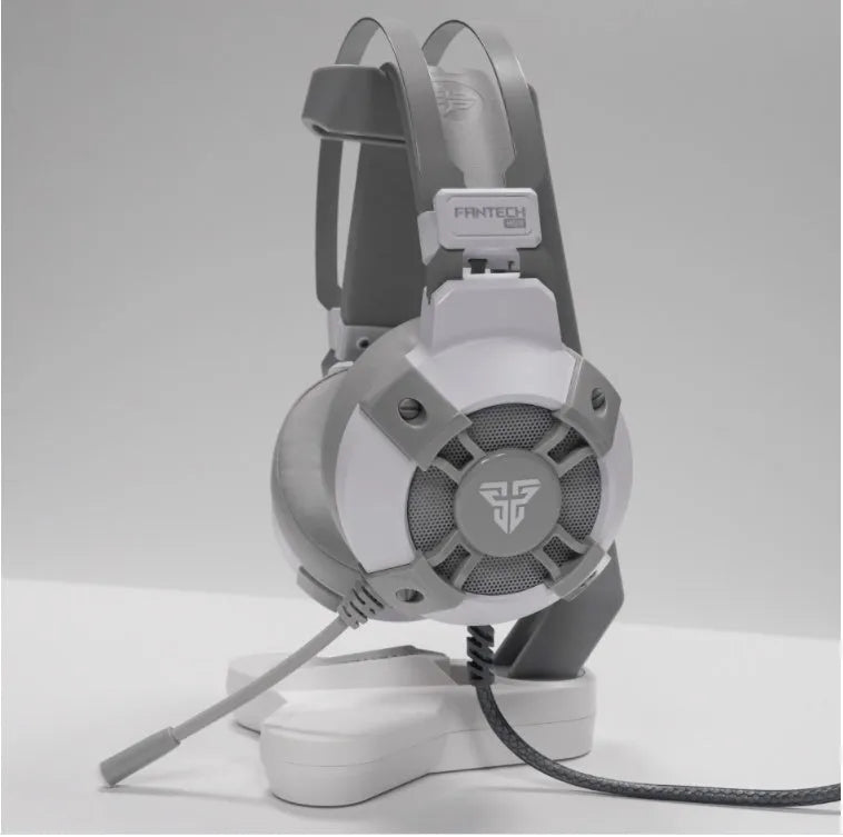 Black FANTECH HG11 USB gaming headset with RGB lighting on earcups and in-line remote control