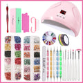 36W smart pink ABS nail lamp with drill tool set includes 100 pieces for all nail polish types