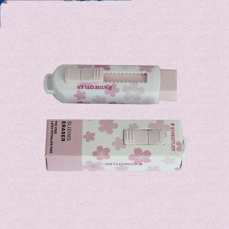 Square pink rubber eraser tool with replaceable core measuring 86mm