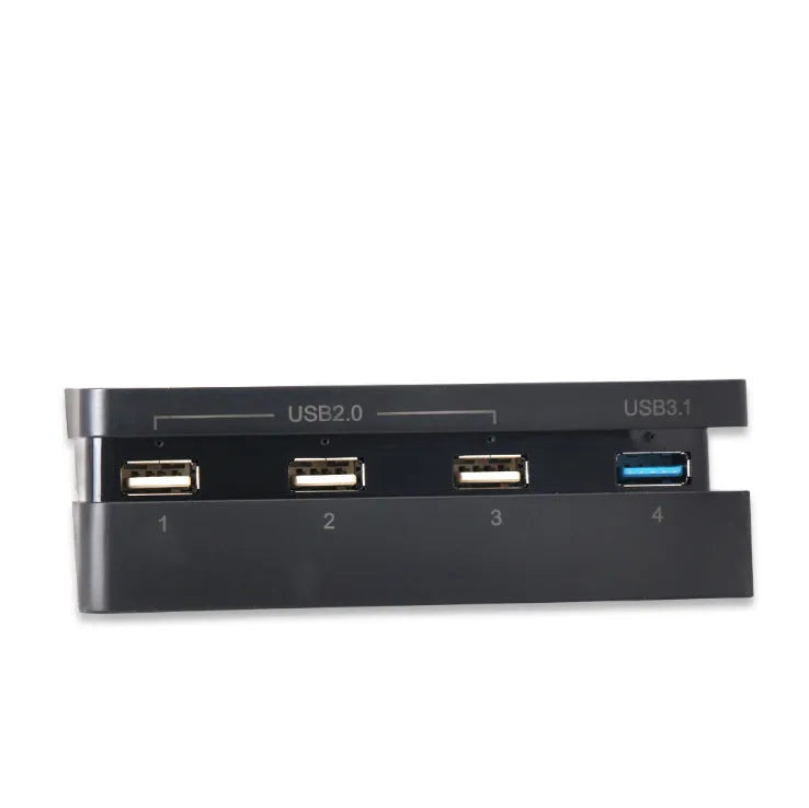 Black PS4 Slim USB hub extender with universal 2.0 and 3.0 interface compatibility