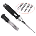 Black four-piece hexagon socket screwdriver set for aeromodelling with aluminium handle